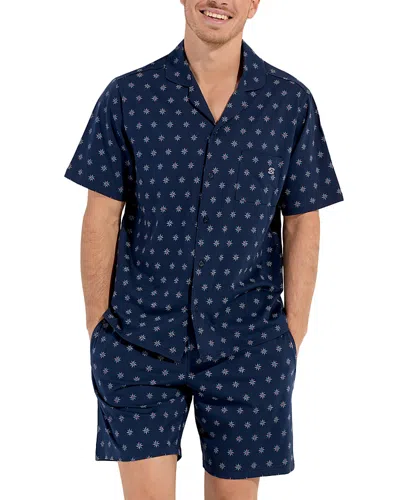 Hom Indio Short Pajama Set In Navy Print