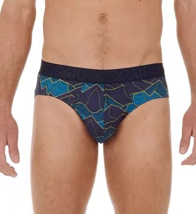 Hom Lino 402634 Underwear Men's Small Navy Leaf Print Stretch Mini Brief Jdm345 In Blue