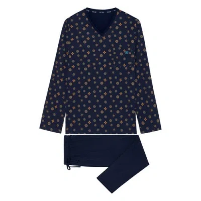 Hom Mandala Long Sleepwear In Navy Print