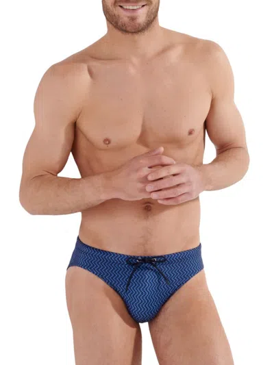 Hom Men's Morny Abstract Swim Briefs In Navy Print