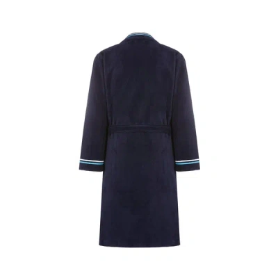 Hom Mid-length Terry Cloth Bathrobe In Bleu