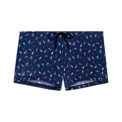 Hom Summer Swim Shorts In Navy Print