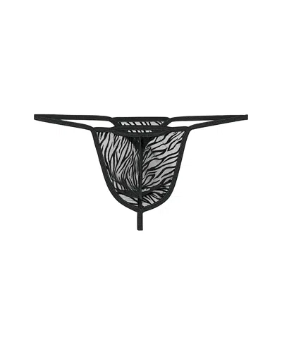 Hom Woh Personal Allure Tiger Print G-string In Black