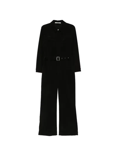 Homage Belted Corduroy Jumpsuit In Black