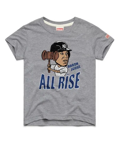 Homage Kids' Big Boys And Girls Aaron Judge Gray New York Yankees Caricature Tri-blend T-shirt