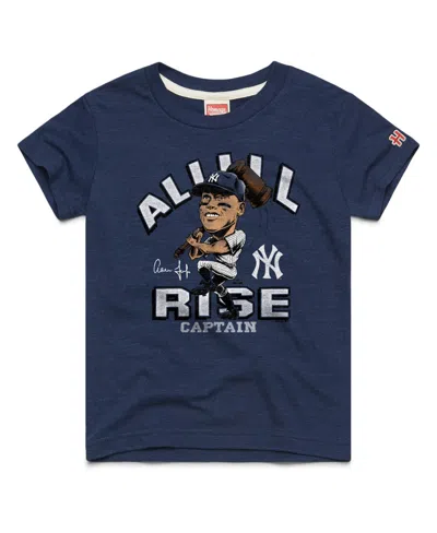 Homage Kids' Big Boys And Girls Aaron Judge Navy New York Yankees Caricature Tri-blend T-shirt In Blue