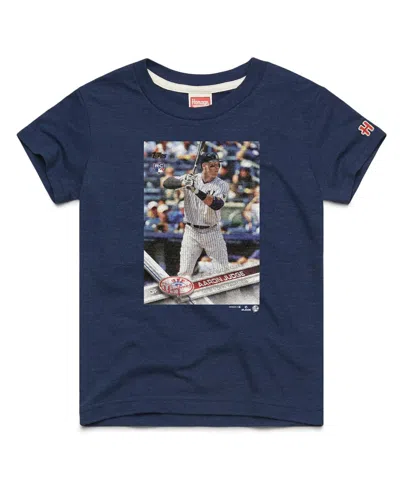Homage Kids' Big Boys And Girls Aaron Judge Navy New York Yankees Topps Baseball Card Tri-blend T-shirt In Blue