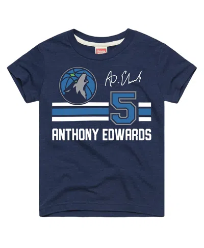 Homage Kids' Big Boys And Girls Anthony Edwards Navy Minnesota Timberwolves Remix Signature Name & Number Tri-ble