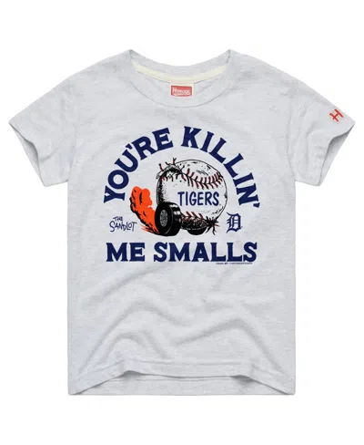 Homage Kids' Big Boys And Girls Ash Detroit Tigers X The Sandlot Tri-blend T-shirt In Gray