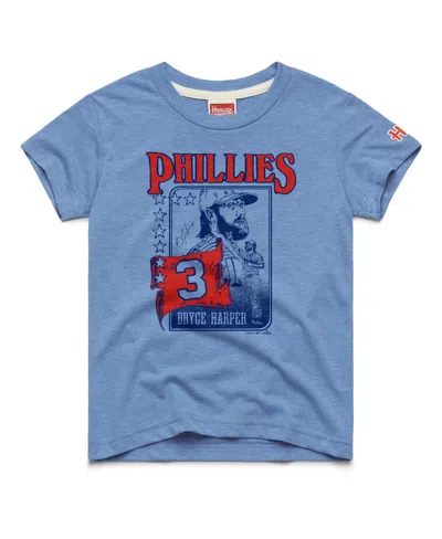 Homage Kids' Big Boys And Girls Bryce Harper Light Blue Philadelphia Phillies Player Graphic Tri-blend T-shirt
