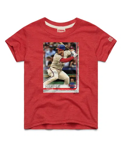 Homage Kids' Big Boys And Girls Bryce Harper Red Philadelphia Phillies Topps Baseball Card Tri-blend T-shirt