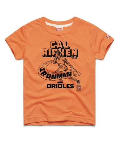 Homage Kids' Big Boys And Girls Cal Ripken Jr. Orange Baltimore Orioles Cooperstown Collection Player Graphic Tri
