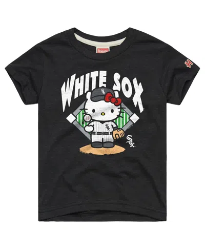 Homage Kids' Big Boys And Girls Charcoal Chicago White Sox Hello Kitty X Mlb Tri-blend T-shirt In Black