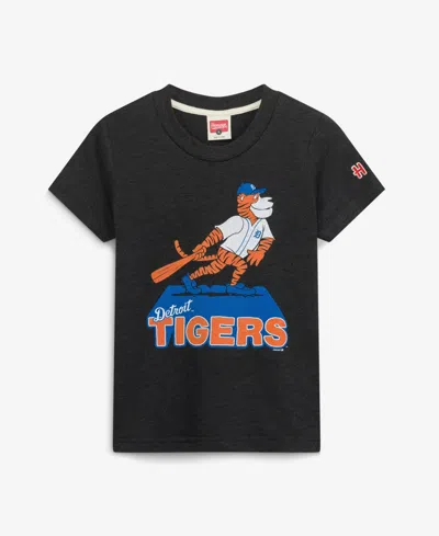 Homage Kids' Big Boys And Girls Charcoal Detroit Tigers Mascot Tri-blend T-shirt In Black