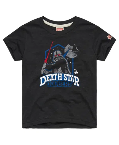 Homage Kids' Big Boys And Girls Charcoal Los Angeles Dodgers Star Wars X Mlb Dark Side T-shirt In Black
