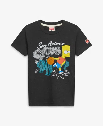 Homage Kids' Big Boys' And Girls' Charcoal San Antonio Spurs X The Simpsons Tri-blend T-shirt In Black