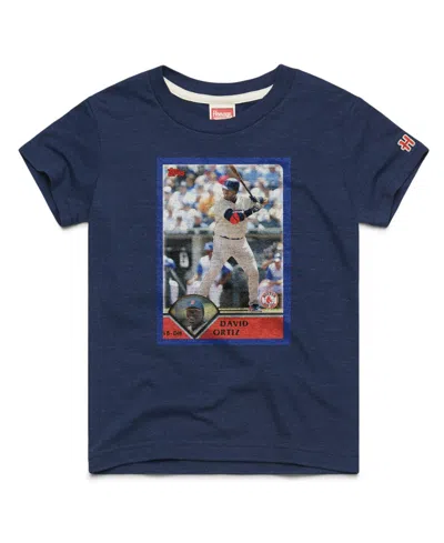 Homage Kids' Big Boys And Girls David Ortiz Navy Boston Red Sox Topps Baseball Card Tri-blend T-shirt In Blue