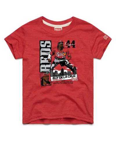 Homage Kids' Big Boys And Girls Elly De La Cruz Red Cincinnati Reds Player Graphic Tri-blend T-shirt