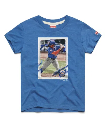 Homage Kids' Big Boys And Girls Francisco Lindor Royal New York Mets Topps Baseball Card Tri-blend T-shirt In Blue