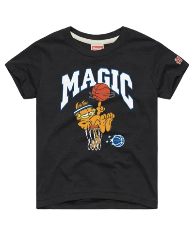 Homage Kids' Big Boys And Girls Garfield X Charcoal Orlando Magic Tri-blend T-shirt In Black