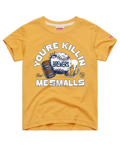 Homage Kids' Big Boys And Girls Gold Milwaukee Brewers X The Sandlot Tri-blend T-shirt In Yellow