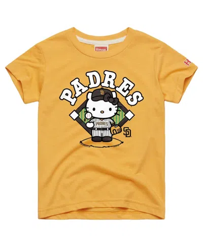 Homage Kids' Big Boys And Girls Gold San Diego Padres Hello Kitty X Mlb Tri-blend T-shirt In Orange