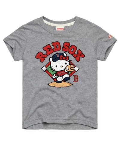 Homage Kids' Big Boys And Girls Gray Boston Red Sox Hello Kitty X Mlb Tri-blend T-shirt