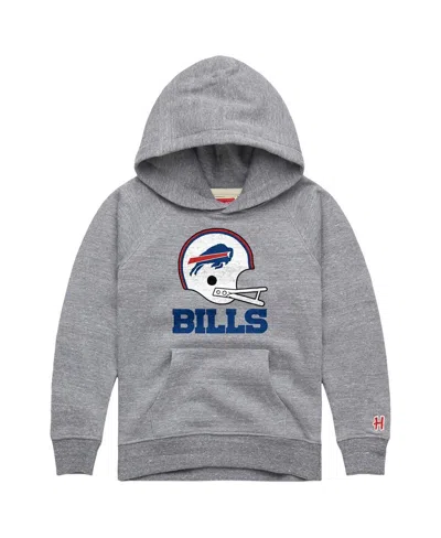 Homage Kids' Big Boys And Girls Gray Buffalo Bills Big Helmet Tri-blend Hoodie