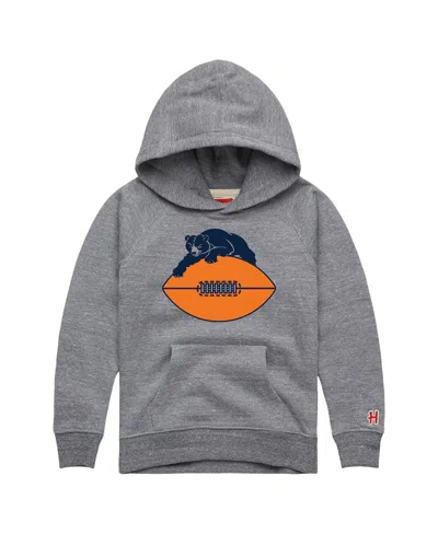 Homage Kids' Big Boys And Girls Gray Chicago Bears Hand Drawn Logo Tri-blend Hoodie