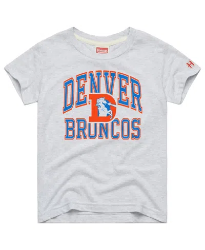 Homage Kids' Big Boys And Girls Gray Denver Broncos Arch Tri-blend T-shirt