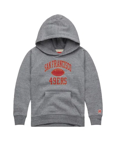 Homage Kids' Big Boys And Girls Gray San Francisco 49ers Gridiron Tri-blend Hoodie In Green