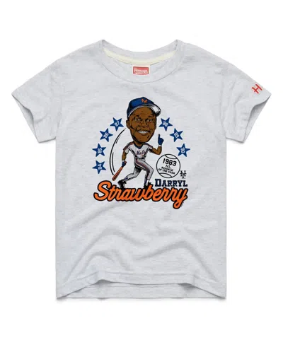 Homage Kids' Big Boys And Girls  Darryl Strawberry Ash New York Mets Cooperstown Collection Caricature Tri- In Gray