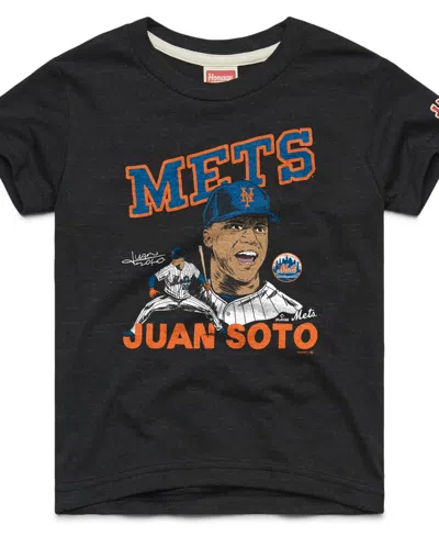 Homage Kids' Big Boys And Girls  Juan Soto Charcoal New York Mets Player Graphic Tri-blend T-shirt In Multi