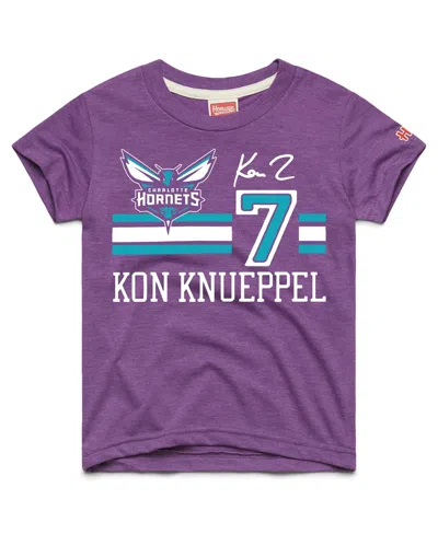 Homage Kids' Big Boys And Girls  Kon Knueppel Purple Charlotte Hornets Remix Signature Name & Number Tri-bl