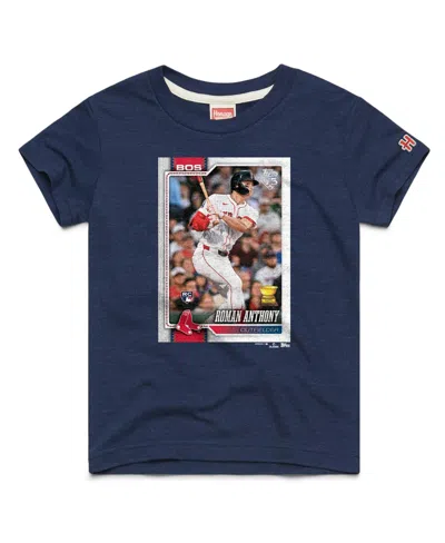 Homage Kids' Big Boys And Girls  Roman Anthony Navy Boston Red Sox Topps Baseball Card Tri-blend T-shirt In Blue