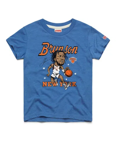 Homage Kids' Big Boys And Girls Jalen Brunson Blue New York Knicks Caricature Tri-blend T-shirt