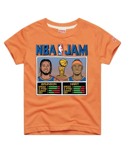 Homage Kids' Big Boys And Girls Jalen Brunson Josh Hart Orange New York Knicks Nba Jam Tri-blend T-shirt