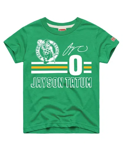 Homage Kids' Big Boys And Girls Jayson Tatum Kelly Green Boston Celtics Remix Signature Name Number Tri-blend T-s