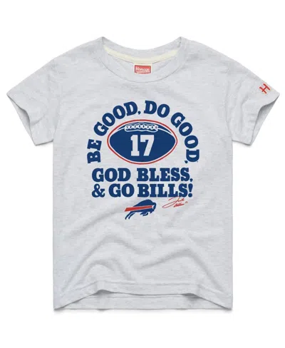 Homage Kids' Big Boys And Girls Josh Allen Gray Buffalo Bills Be Good Do Good Signature Tri-blend T-shirt