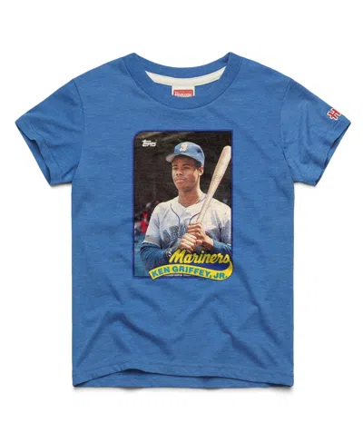 Homage Kids' Big Boys And Girls Ken Griffey Jr. Royal Seattle Mariners Topps Baseball Card Tri-blend T-shirt In Blue
