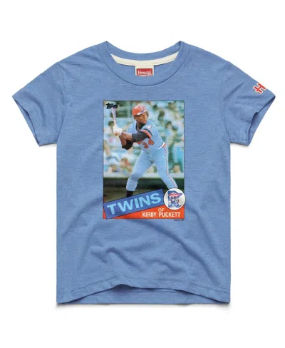 Homage Kids' Big Boys And Girls Kirby Puckett Light Blue Minnesota Twins Topps Baseball Card Tri-blend T-shirt