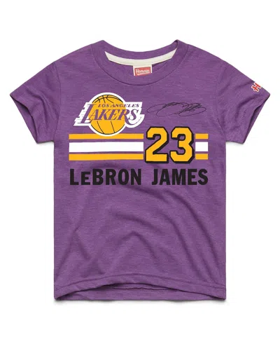 Homage Kids' Big Boys And Girls Lebron James Purple Los Angeles Lakers Remix Signature Name Number Tri-blend T-sh