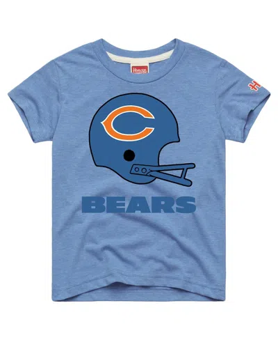 Homage Kids' Big Boys And Girls Light Blue Chicago Bears Big Helmet Tri-blend T-shirt