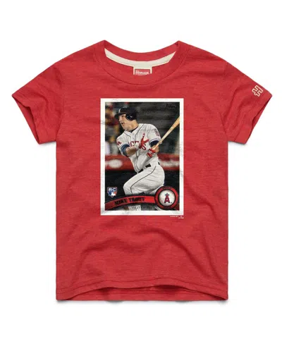 Homage Kids' Big Boys And Girls Mike Trout Red Los Angeles Angels Topps Baseball Card Tri-blend T-shirt