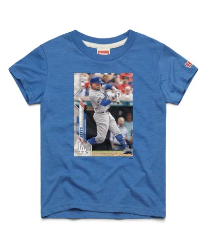 Homage Kids' Big Boys And Girls Mookie Betts Royal Los Angeles Dodgers Topps Baseball Card Tri-blend T-shirt In Blue