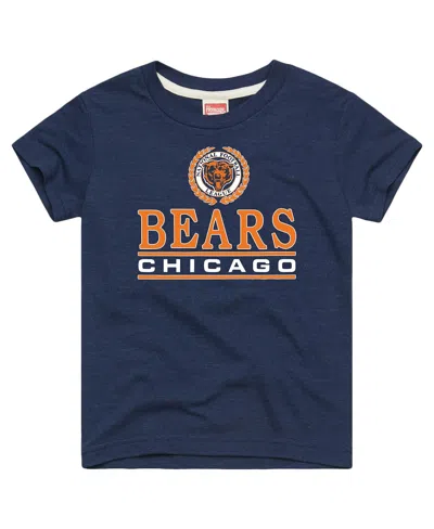 Homage Kids' Big Boys And Girls Navy Chicago Bears Crest Tri-blend T-shirt In Blue