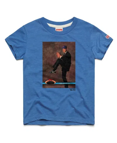 Homage Big Boys And Girls Nolan Ryan Royal Texas Rangers Topps Baseball Card Tri-blend T-shirt In Blue