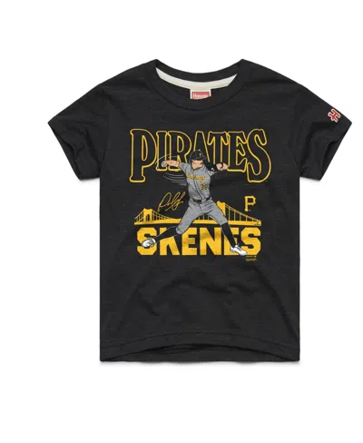 Homage Kids' Big Boys And Girls Paul Skenes Charcoal Pittsburgh Pirates Player Graphic Tri-blend T-shirt In Black