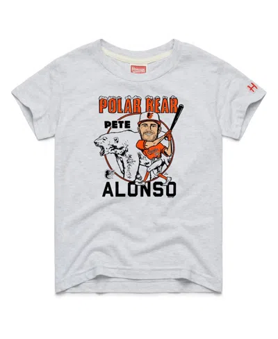 Homage Kids' Big Boys And Girls Pete Alonso Ash Baltimore Orioles Caricature Tri-blend T-shirt In Gray