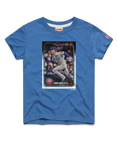 Homage Kids' Big Boys And Girls Pete Crow-armstrong Royal Chicago Cubs Topps Baseball Card Tri-blend T-shirt In Blue